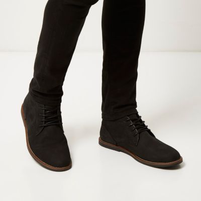Black nubuck leather desert boots